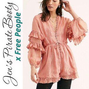 JEN’S PIRATE BOOTY x FREE PEOPLE Livia Ruffle Metallic Romper, Size XS